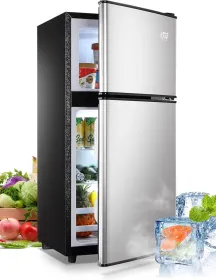 3.5Cu.Ft Compact Refrigerator With Freezer (Option: Silver)