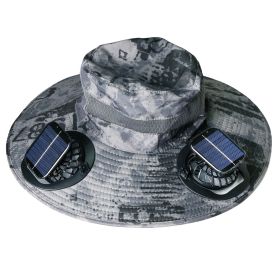 Outdoor Wide Brim Sun Hat With 2 Rechargeable Fans Solar Powered (Option: Dark Grey Ink)