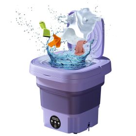 1Pc Portable Washing Machine Foldable Laundry Machine With Detachable Drain Basket 3 Modes Electric Clothes Washer For Underwear Socks Towels Baby Clo (Option: Purple)