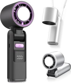 Portable Handheld Fan, Speed Adjustable Turbo Mini Fan Rechargeable (Option: Black)