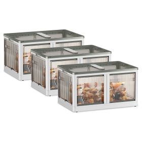 3Pcs Foldable Storage Bins with Lid (Option: 3PcsBinsXLWhite)
