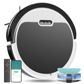 Robot Vacuum And Mop, 3 In 1 Combo Cleaner For Home With Pet Hair And Hard Floor, 5000Pa Suction, 120 Mins Run Time,Self-Charging,Super Thin Body (Option: Black White)