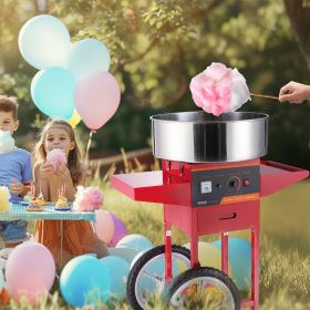 Electric Cotton Candy Machine With Cart, 1000W Commercial Candy Floss Maker With Stainless Steel Bowl, Sugar Scoop And Drawer, Perfect For Home, Kids (Option: Red)