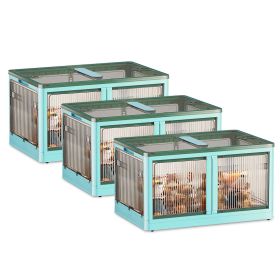 3Pcs Foldable Storage Bins with Lid (Option: 3PcsBinsXLGreen)