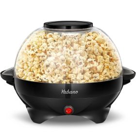 Popcorn Machine, 6-Quart Popcorn Popper maker, Nonstick Plate, Electric Stirring with Quick-Heat Technology, Cool Touch Handles (Color: Black, Plug Type: us)