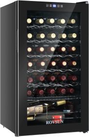 18 Bottle Wine Fridge, Freestanding Compressor Wine Cooler Refrigerator, Beverage Wine Chiller with Digital Temperature Control (Color: 34 Bottle, Plug Type: us)