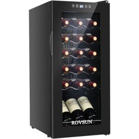 18 Bottle Wine Fridge, Freestanding Compressor Wine Cooler Refrigerator, Beverage Wine Chiller with Digital Temperature Control (Color: 18 Bottle, Plug Type: us)