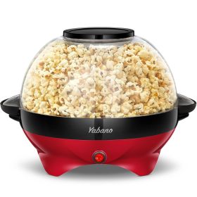 Popcorn Machine, 6-Quart Popcorn Popper maker, Nonstick Plate, Electric Stirring with Quick-Heat Technology, Cool Touch Handles (Color: Red, Plug Type: us)