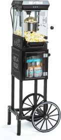Nostalgia Popcorn Maker Machine - Professional Cart With 2.5 Oz Kettle Makes Up to 10 Cups - Vintage Popcorn Machine Movie (Color: Black)