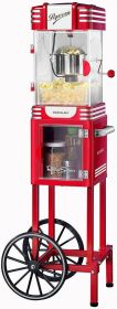 Nostalgia Popcorn Maker Machine - Professional Cart With 2.5 Oz Kettle Makes Up to 10 Cups - Vintage Popcorn Machine Movie (Color: Retro Red)