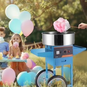 Electric Cotton Candy Machine With Cart, 1000W Commercial Candy Floss Maker With Stainless Steel Bowl, Sugar Scoop And Drawer, Perfect For Home, Kids (Option: Blue)