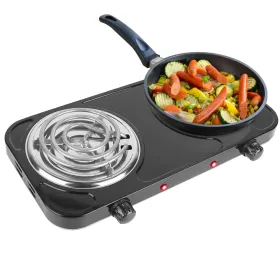 2000W Electric Double Burner Portable Coil Heating Hot Plate Stove Countertop (Option: Black-2Burner)
