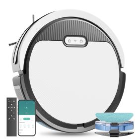 Robot Vacuum And Mop, 3 In 1 Combo Cleaner For Home With Pet Hair And Hard Floor, 5000Pa Suction, 120 Mins Run Time,Self-Charging,Super Thin Body (Option: White Black)