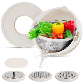 Multifunctional Mixing Bowl with Graters (Option: ColanderBeige)