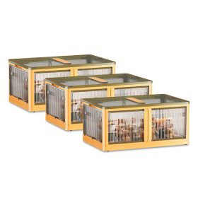 3Pcs Foldable Storage Bins with Lid (Option: 3PcsBinsLYellow)